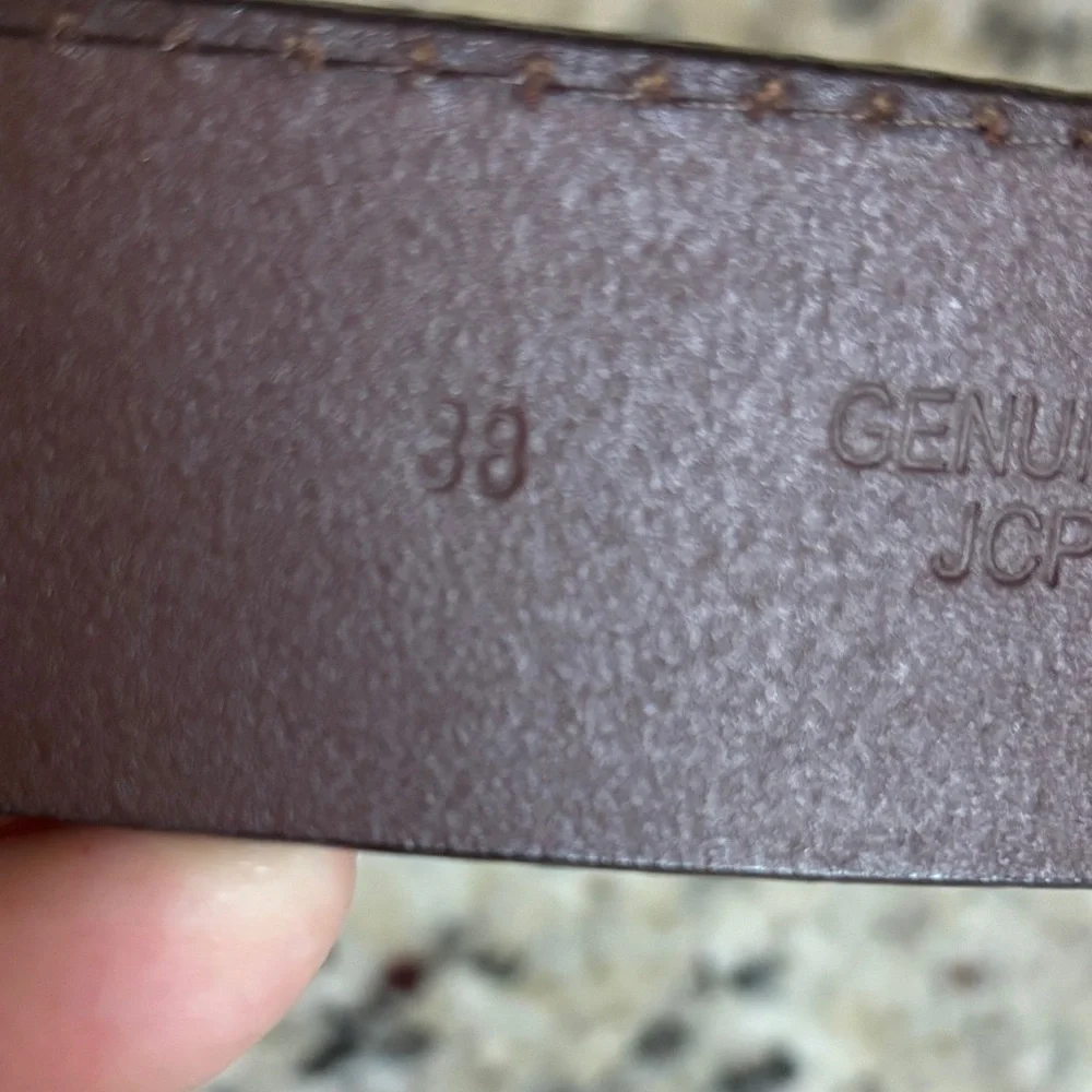 Belt Large Buckle Brown Leather Size 38